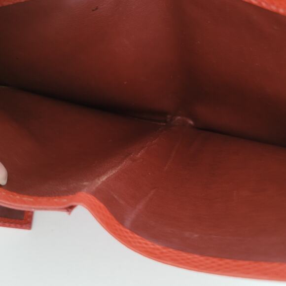 Etro Modern Brick Red Medium Leather Wallet Compact Logo Italian Bifold Solid - Picture 7 of 15